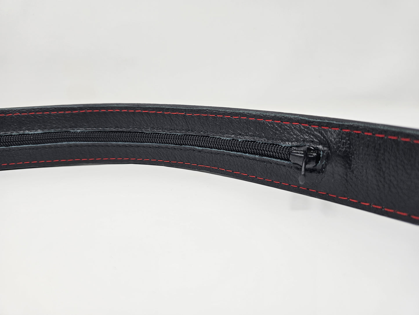 Concealment Money Belt - Leather Red Stitch