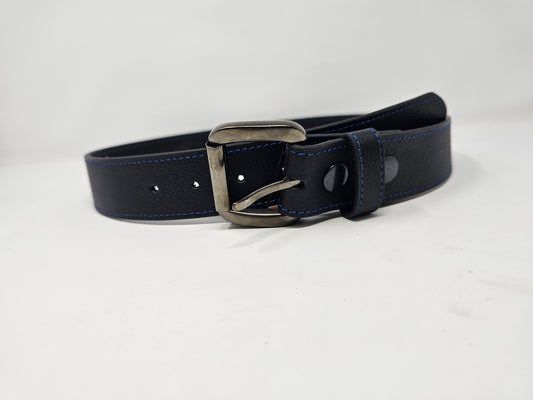 Concealment Money Belt - Leather Blue Stitch