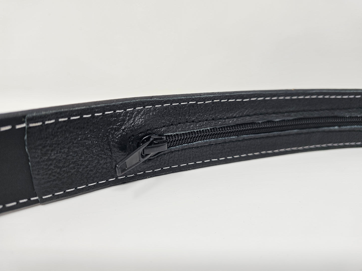 Concealment Money Belt - Leather White Stitch